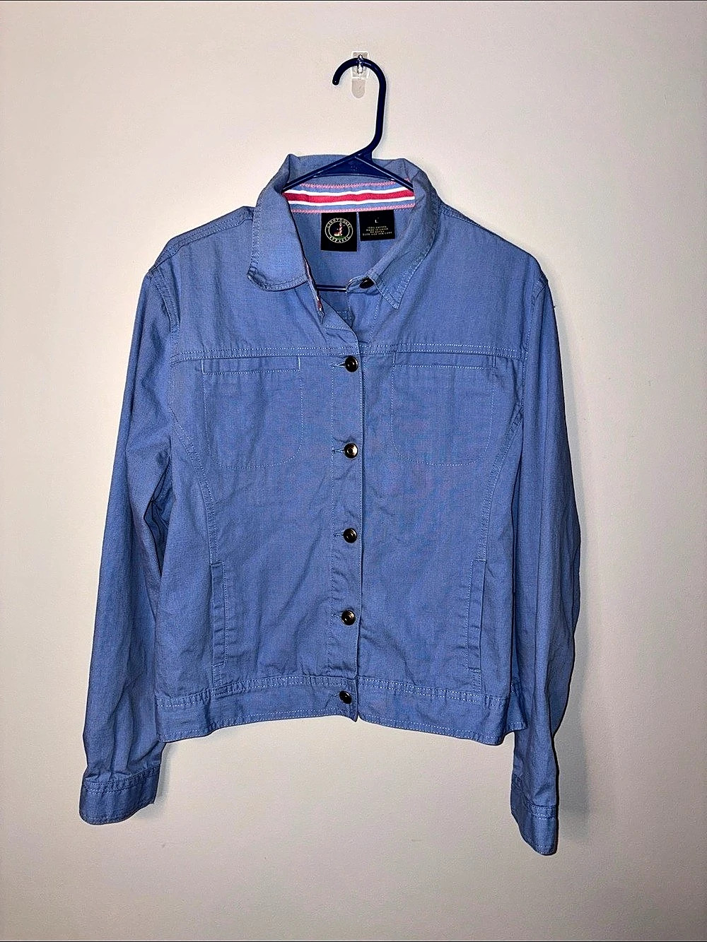 Lighthouse Apparel Women's Striped Cotton Utility Jacket Size Large